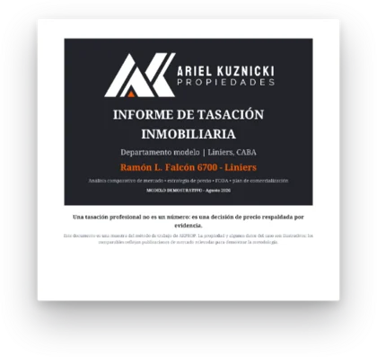 Informe de tasación modelo de AKPROP en PDF